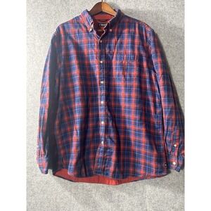 VINTAGE Chaps Ralph Lauren Red Blue Flannel Lined Shirt Size XL